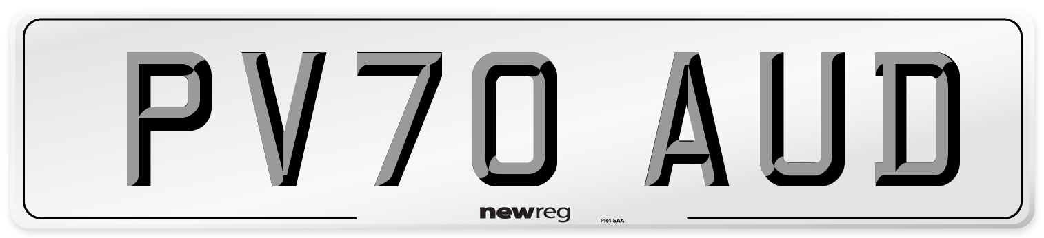 PV70 AUD Number Plate from New Reg